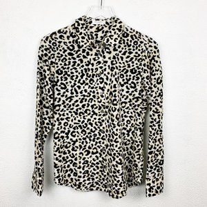 Equipment | Long Sleeve Silk Leopard Print Blouse
